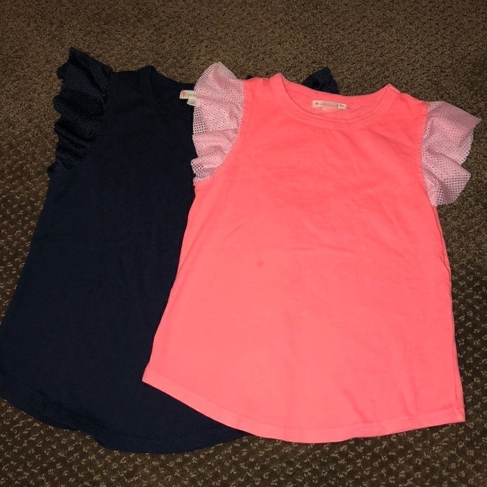 Crewcuts Tank Top with Mesh Ruffle Sleeves